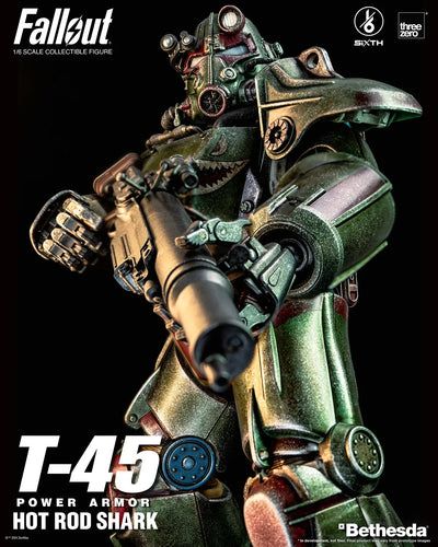 T-45 Hot Rod Shark Power Armor – Threezero – ActionFigure Brasil — acessórios