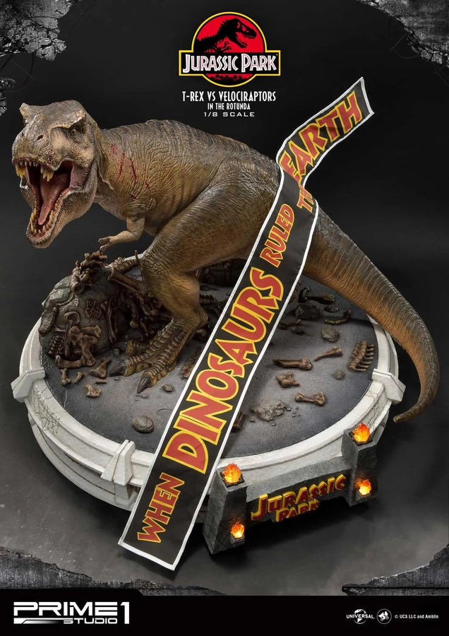 T-REX VS Velociraptors in the Rotunda (Bonus Version) Jurassic Park (Film) – Prime1Studio – ActionFigure Brasil