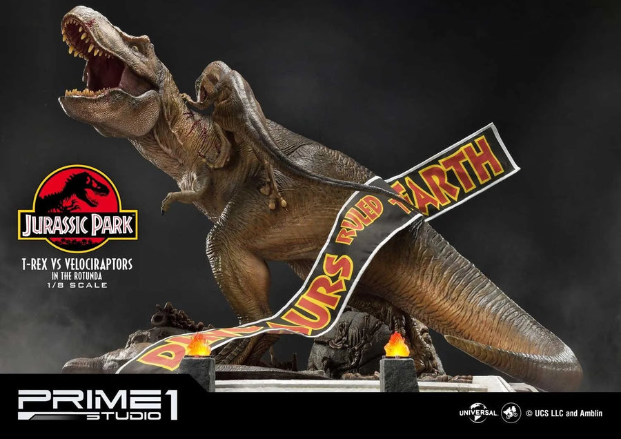 T-REX VS Velociraptors in the Rotunda (Bonus Version) Jurassic Park (Film) – Prime1Studio – ActionFigure Brasil