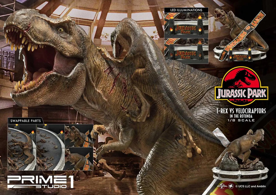 T-REX VS Velociraptors in the Rotunda (Bonus Version) Jurassic Park (Film) – Prime1Studio – ActionFigure Brasil