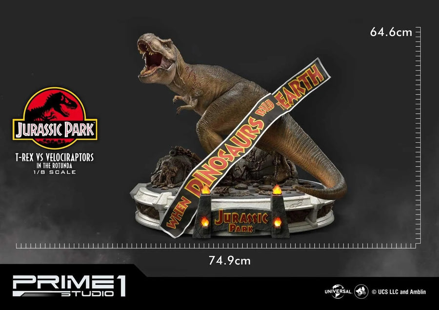 T-REX VS Velociraptors in the Rotunda (Bonus Version) Jurassic Park (Film) – Prime1Studio – ActionFigure Brasil
