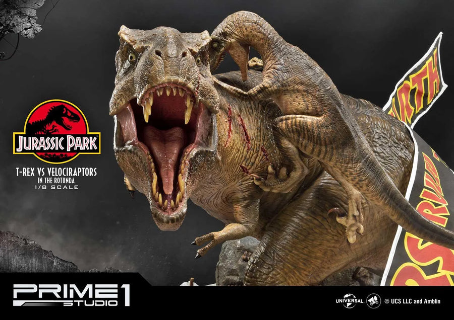 T-REX VS Velociraptors in the Rotunda (Bonus Version) Jurassic Park (Film) – Prime1Studio – ActionFigure Brasil
