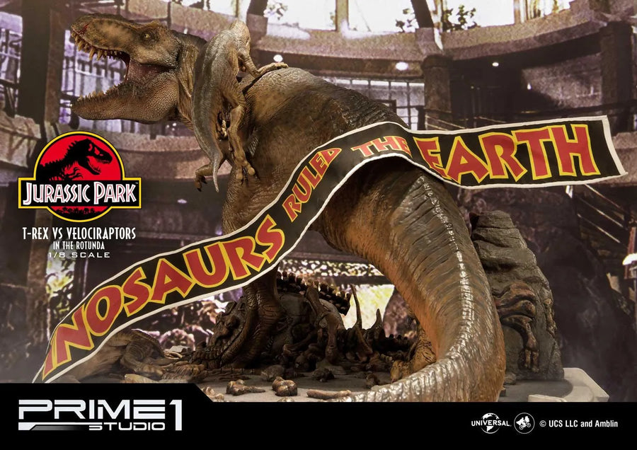 T-REX VS Velociraptors in the Rotunda (Bonus Version) Jurassic Park (Film) – Prime1Studio – ActionFigure Brasil