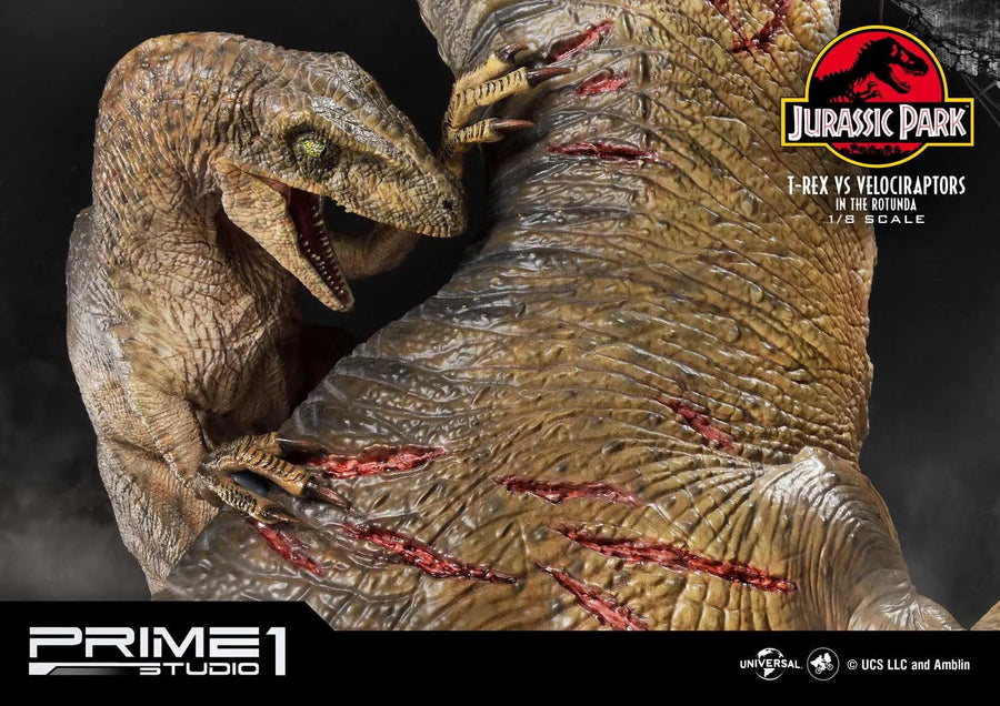 T-REX VS Velociraptors in the Rotunda (Bonus Version) Jurassic Park (Film) – Prime1Studio – ActionFigure Brasil