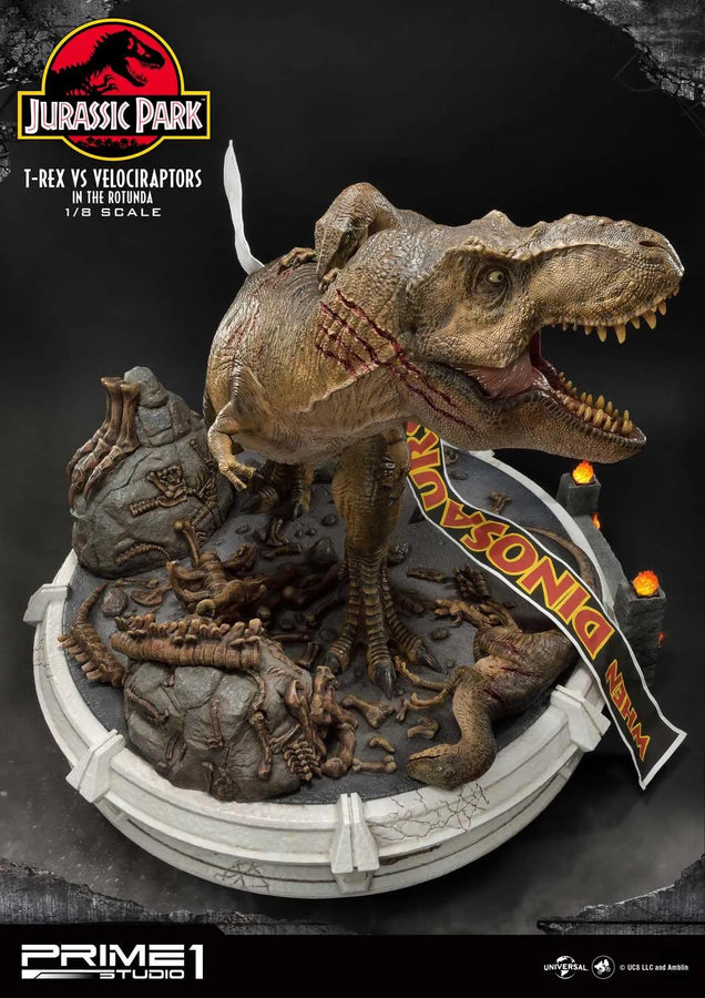 T-REX VS Velociraptors in the Rotunda (Bonus Version) Jurassic Park (Film) – Prime1Studio – ActionFigure Brasil