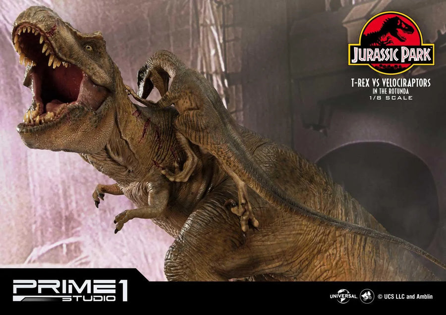 T-REX VS Velociraptors in the Rotunda (Bonus Version) Jurassic Park (Film) – Prime1Studio – ActionFigure Brasil