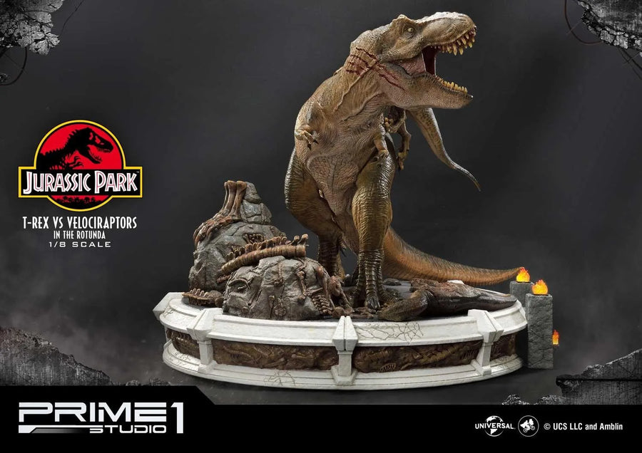 T-REX VS Velociraptors in the Rotunda (Bonus Version) Jurassic Park (Film) – Prime1Studio – ActionFigure Brasil