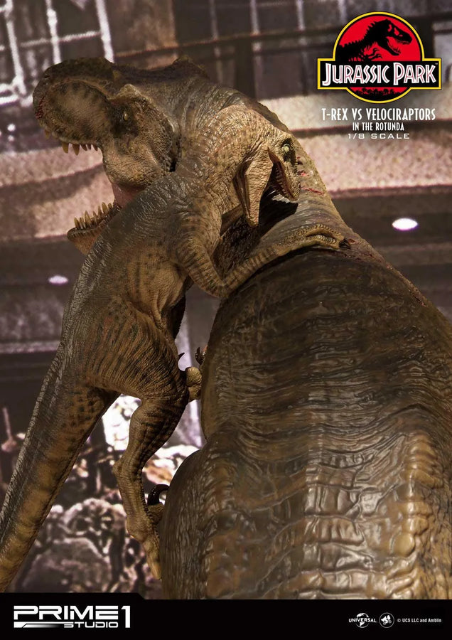 T-REX VS Velociraptors in the Rotunda (Bonus Version) Jurassic Park (Film) – Prime1Studio – ActionFigure Brasil