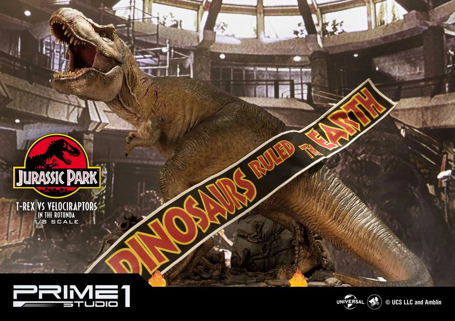 T-REX VS Velociraptors in the Rotunda (Bonus Version) Jurassic Park (Film) – Prime1Studio – ActionFigure Brasil