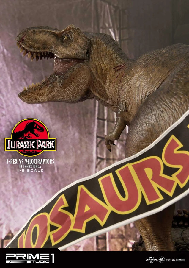 T-REX VS Velociraptors in the Rotunda (Bonus Version) Jurassic Park (Film) – Prime1Studio – ActionFigure Brasil