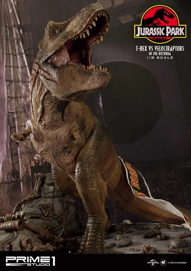 T-REX VS Velociraptors in the Rotunda (Bonus Version) Jurassic Park (Film) – Prime1Studio – ActionFigure Brasil