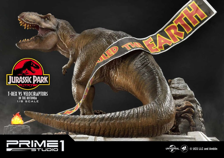 T-REX VS Velociraptors in the Rotunda (Bonus Version) Jurassic Park (Film) – Prime1Studio – ActionFigure Brasil