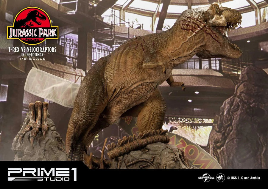 T-REX VS Velociraptors in the Rotunda (Bonus Version) Jurassic Park (Film) – Prime1Studio – ActionFigure Brasil