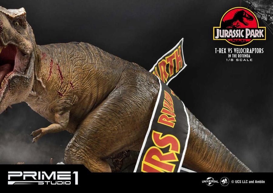 T-REX VS Velociraptors in the Rotunda (Bonus Version) Jurassic Park (Film) – Prime1Studio – ActionFigure Brasil