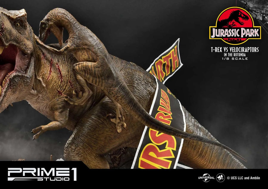 T-REX VS Velociraptors in the Rotunda (Bonus Version) Jurassic Park (Film) – Prime1Studio – ActionFigure Brasil