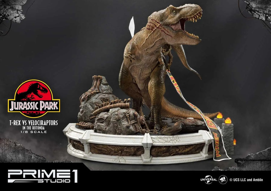 T-REX VS Velociraptors in the Rotunda (Bonus Version) Jurassic Park (Film) – Prime1Studio – ActionFigure Brasil