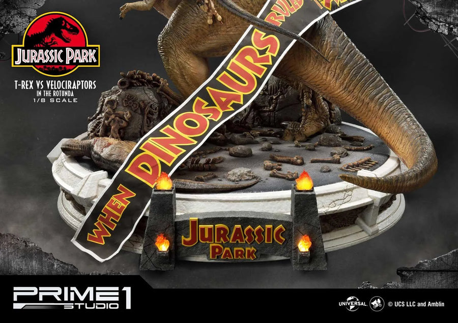 T-REX VS Velociraptors in the Rotunda (Bonus Version) Jurassic Park (Film) – Prime1Studio – ActionFigure Brasil