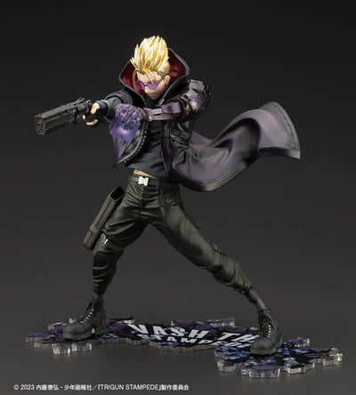 Trigun Stampede - Vash the Stampede - ARTFX J - 1/8 - -The Gunman in Black-, Trigun Stampede Ver. (Kotobukiya) [Shop Exclusive]ㅤ – Kotobukiya – ActionFigure Brasil — com base expositora