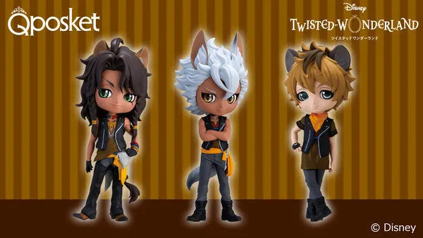 Twisted Wonderland - Leona Kingscholar - Jack Howl - Ruggie Bucchi - Disney Twisted Wonderland Q Posket Petit vol.3 - Set of 3 Figures (Bandai Spirits)ㅤ – Bandai Spirits – ActionFigure Brasil