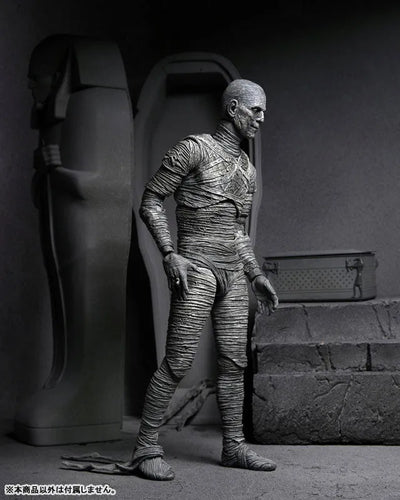 Universal Monsters / The Mummy: Imhotep 7 Inch Action Figure Black & White verㅤ – Neca – ActionFigure Brasil — iluminação de estúdio