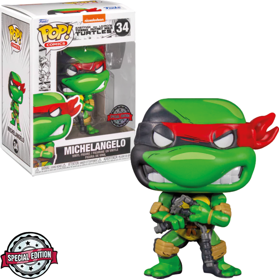 FUNKO POP TEENAGE MUTANT NINJA TURTLES EXCLUSIVE - MICHELANGELO 34 BRINDE