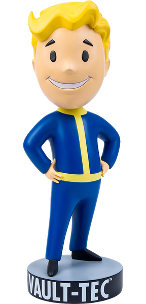 Vault Boy 76 (Hands on Hips) Mega Bobblehead (Hands on Hips) – Gaming Heads – ActionFigure Brasil — com base expositora