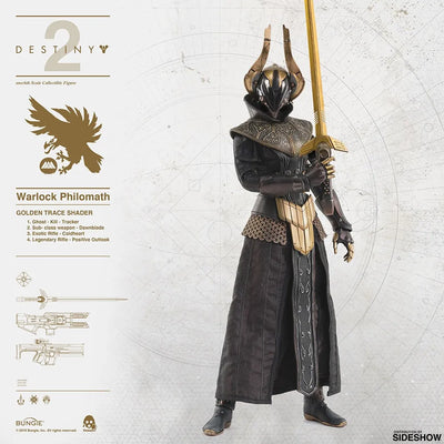Warlock Philomath (Golden Trace Shader) – Threezero – ActionFigure Brasil — com base expositora